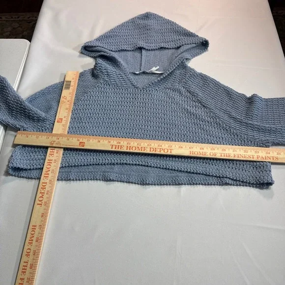 Boho Coquette Women XS Kimchi Blue Waffle Knit Cropped Hoodie Periwinkle Blue - Picture 6 of 7